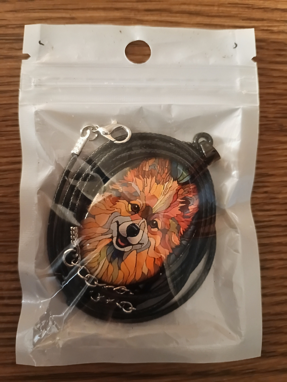 Colorful Dog Pendant Necklace - Black Cord